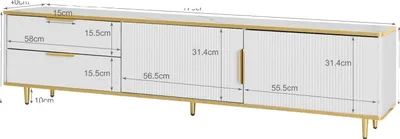 Immagine prodotto di Mobile TV, design moderno, ampio spazio contenitivo, 2 ante e 2 cassetti, BIANCO