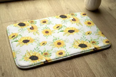 Produktbild von Badteppich Saugfähige - Badezimmer Teppich - Rutschfester Badvorleger Badematte - 75x45 cm - Sonnenblumen Blumen