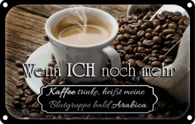 Produktbild von vianmo Blechschild 20x30 cm Kaffee bald Blutgruppe Arabica Essen Trinken