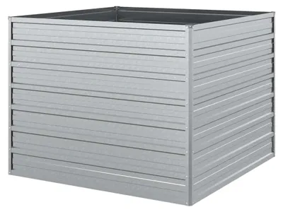 Produktbild von Hochbeet aus Metall, Pflanzkasten, Blumenbeet, 100x100x77 cm, verzinkter Stahl Silber