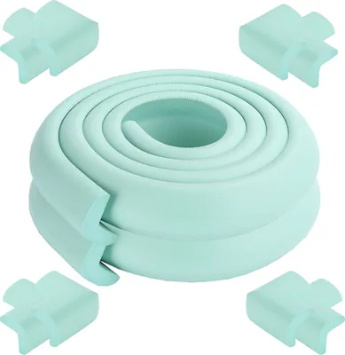 Obrázek produktu pro [2-pack] 2 metry dlouhý chránič hrany stolu Baby Proector + 8 rohů (světle zelený) Měkký netoxický a šetrný k životnímu prostředí