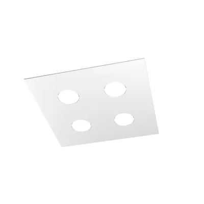 Produktbild von Toplight 4-flammige quadratische Deckenleuchte Area mit GX53-Fassung, weiße Struktur, modernes Design 40x40x3cm