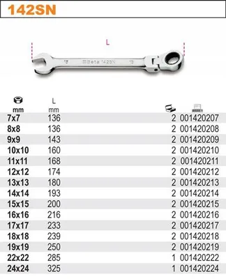 Produktbild von Beta 142SN Ringschlüssel mit Gelenk und Ratsche 10mm
