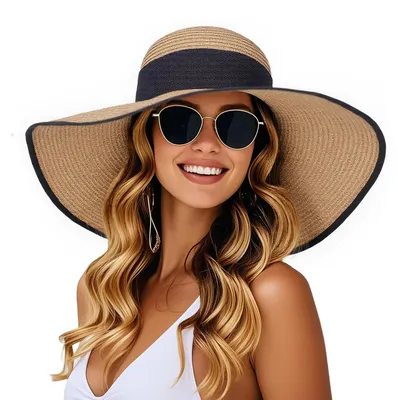 Produktbild von Sonnenhut für Damen mit breiter Krempe, UV-Schutz, faltbar