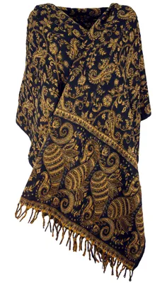 Produktbild von Weicher Pashmina Schal / Stola mit Paisley Muster - Braun, Uni, Schwarz, Polyacryl, 210*100 cm, Schals