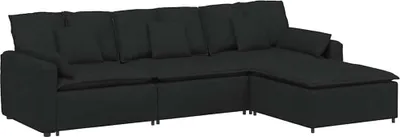 Produktbild von Modulares Sofa mit Fußhocker und Kissen Schwarz