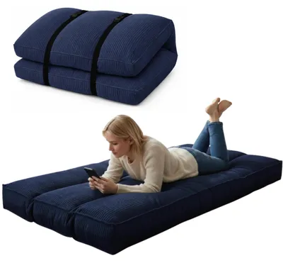 Productafbeelding van Futonmatras: Dik en comfortabel - Vloermatras - Opvouwbaar - Wasbare hoes - 90x190 cm - Perfect voor interieur