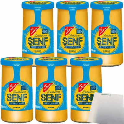 Produktbild von Gut & Günstig Delikatess-Senf mittelscharf 6er Pack (6x250ml Glas) + usy Block
