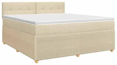 Image de vidaXL Lit boxspring avec matelas Crème 140 x 200 cm Tissu
