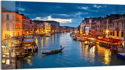 Produktbild von DEQORI Glasbild Echtglas 100x50 cm 'Venedigs Canal Grande' Wandbild Bild modern Deko