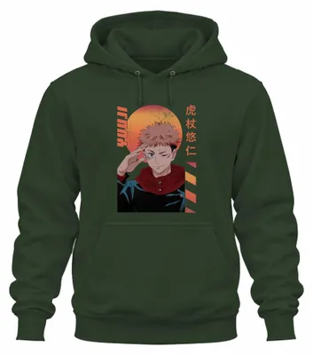 Obrázok produktu pre Jujutsu Kaisen, mikina s kapucňou s potlačou Itadori Yuji, zelená, veľkosť S