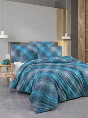 Zdjęcie produktu dla L'Essentiel Linge de Maison, Dasha, Pojedyncza poszwa na kołdrę Ranforce, niebieska, 100% BAWEŁNA RANFORCE, 160 x 220 cm