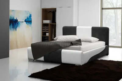 Produktbild von Polsterbett Bett Doppelbett PASCAL Weiss- Schwarz 140x200cm