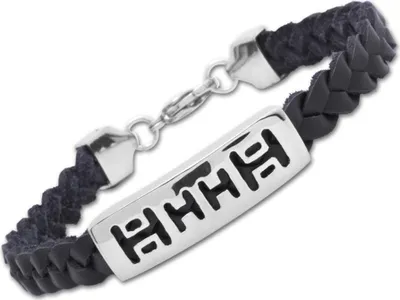 Produktbild von Armband Leder Edelstahlverschluss schwarz LB0051