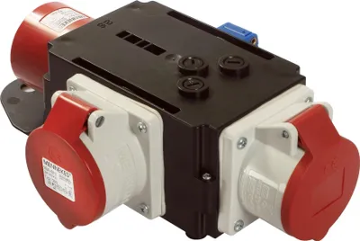Produktbild von as - Schwabe MIXO Adapter/Stromverteiler RUHR – CEE-Stecker auf 2 CEE-Steckdosen und 1 Schuko Steckdose – Robuster Baustellen Starkstrom-Verteiler – IP44 für Camping, Bau Veranstaltungen Caravan