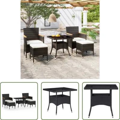 Produktbild von The Living Store 5-tlg. Garten-Essgruppe Poly Rattan und Hartglas Schwarz