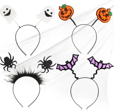 Produktbild von com-four® 4x Halloween-Haarreif - Haarreif mit gruseligen Motiven - Kostümzubehör für Halloween - Diadem mit Halloweenmotiven [Auswahl variiert]