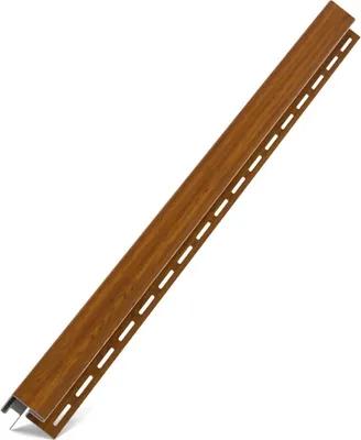 A single brown vinyl corner profile with silver metal trim on a white background.