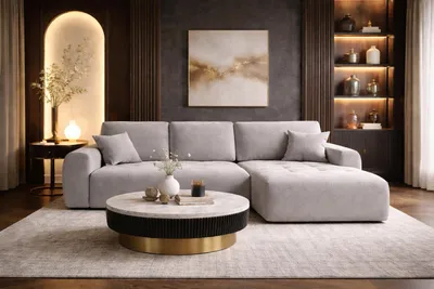 Produktbild von Kaiser Möbel Ecksofa mit Schlaffunktion und Bettkasten L-Form Ivo XL Veloursstoff Salvador, Grau, Rechts