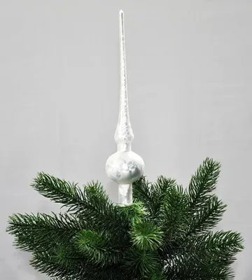 Produktbild von JACK Christbaumspitze Thüringer Glas 28cm Spitze Mundgeblasen Eislack Glanz Matt, Farbe:Weiß Eislack
