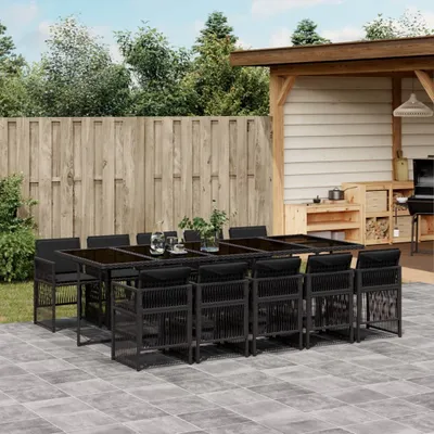 Produktbild von 2025 cloris Gartenmöbel Set Balkonmöbel-Set 11-tlg. Garten-Essgruppe mit Kissen Schwarz Poly Rattan - Gartenmöbelgarnituren Sale9145672 5parcel