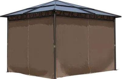 Produktbild von Metall Garten Hardtop Pavillon 3x3m mit 4 Seitenteilen Doppelstegplatten Polycarbonat