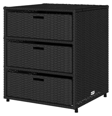 Produktbild von Gartenschrank Aufbewahrungsschrank Geräteschrank mit viel Stauraum Schwarz 55x59x69 cm Poly Rattan