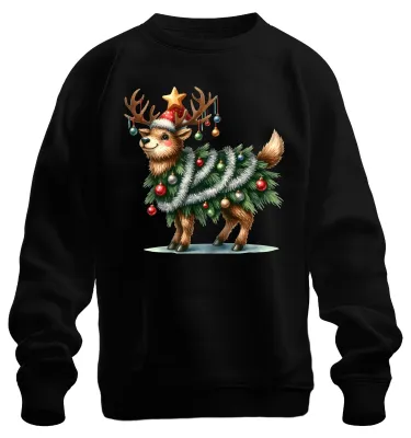 Obrázek produktu pro Reindeer Christmas Tree Tinsel Balls Star Funny Christmas Uni mikina, černá, S