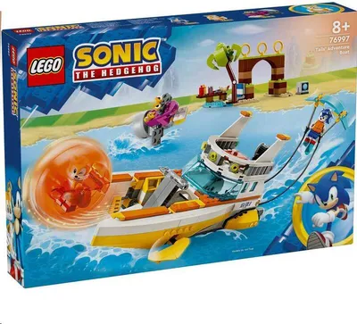 Obrázek produktu pro LEGO Sonic The Hedgehog Tails' Adventure Boat, interaktivní hračka člunu s postavičkami z videohry a vodními lyžemi, dárek pro kluky, holky a hráče od 8 let 76997