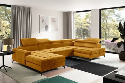 Produktbild von Wohnlandschaft Schlafsofa AGNESA Stoff Salvador Honiggelb Ottomane Links