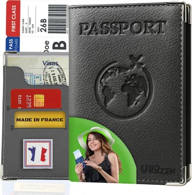 Imagen del producto de Estuche para pasaporte de cuero sintético, con 4 compartimentos para tarjetas, color , ideal para documentos de viaje