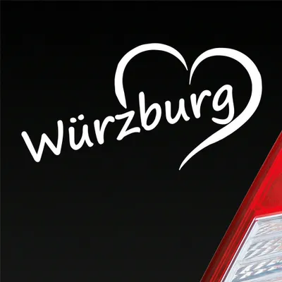 Produktbild von Auto Aufkleber Würzburg Herz Stadt City Liebe Love Heart 15x8 cm Weiss Glanz Sticker Heckscheibenaufkleber