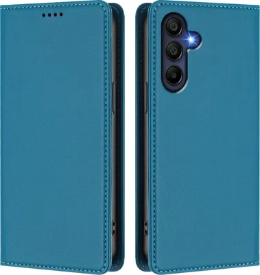 Image de Étui en cuir pour Samsung Galaxy A26, étui à rabat magnétique en cuirPolyuréthaneavec support, bleu lac