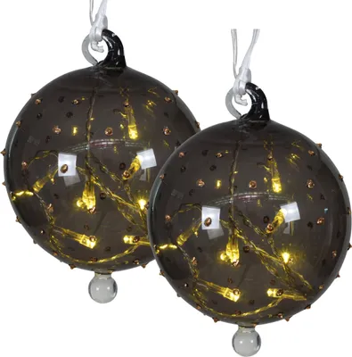 Produktbild von Näve Leuchten Weihnachtsartikel WEIHNACHTEN mit LED Platine Weihnachtsartikel WEIHNACHTEN mit LED Platine 2er-Set LED Glaskugel Ø: 13 cm aus Glas in anthrazit, mit LED Platine – für Innenräume