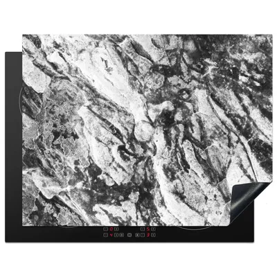 Obrázok produktu pre KitchenYeah® Kryt varnej dosky čierno - biely - žula - kamene, 77x59cm, kuchynská dekorácia, keramický kryt varnej dosky, krycia doska na varnú dosku