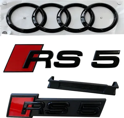 Immagine prodotto di Originale Audi RS5 Black Edition PAKET griglia radiatore emblema nero + posteriore + anelli