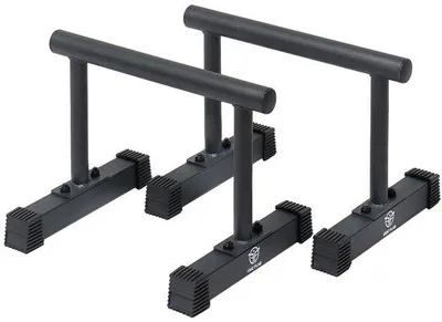 Obrázek produktu pro Parallety pro kalisteniku – černá ocel – nosnost 250 kg – rozměry 45,5 x 33 x 33 cm – pro posilování – posilovací tyče