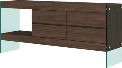 Zdjęcie produktu dla FURNLUX Kredens Soho Orzech i Przezroczysty 184cm / Kolor główny: Brązowy / Wymiary: 184 x 80 x 45 cm