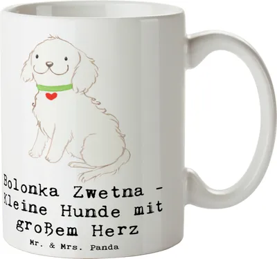 Produktbild von Mr. & Mrs. Panda Tasse Bolonka Zwetna Herz - Weiß - Geschenk, Hunderasse, Hunderassen Vielfalt, Pott, kaffeebecher keramik, herzliche Hunde, Kinderfreundlich, Teetasse