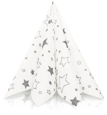 Produktbild von GRUBly Airlaid Serviette Sterne in Silber, 40 x 40 cm, 50 Stück - Weihnachtsserviette