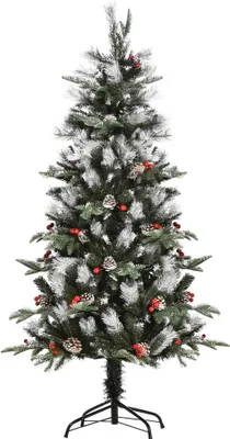Obrázek produktu pro Umělý vánoční stromek - 120 cm - 266 větví - 27 šišek - 27 zelených bobulí - světle zelený