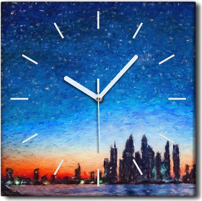 Produktbild von Coloray Uhr auf Leinwand 30x30 cm Wand Uhr Dekoration Wohnzimmer Segeltuch weiße Zeiger -Architekturlandschaft.