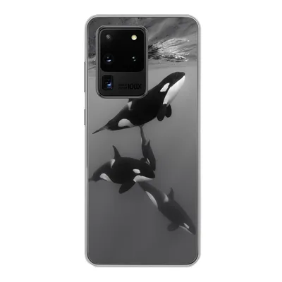 Produktbild von MuchoWow® Handyhülle Schutzhülle Hülle für Samsung Galaxy S20 Ultra Orca - Wasser - Schwarz - Weiß Silikon Softcase Handy Hülle - Karteninhaber