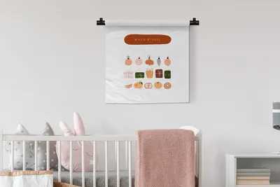 Produktbild von MuchoWow® Wandteppich Wandbehang Geschenke - Weihnachtskugeln - Früchte - Zitate 60x60 cm Tapisserie Dekoration Wandtuch - Dekorationen - Wand Decke