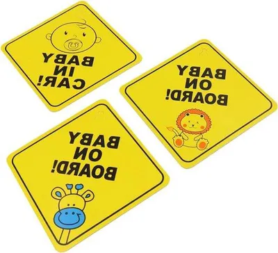 Produktbild von Auto Baby Warnsticker mit Saugnap, wiederverwendbar, Giraffe, Löwe