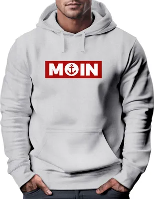 Produktbild von Hoodie Herren Moin norddeutsch Morgen Anker Kapuzen-Pullover Print Männer Fashion Streetstyle Neverless® grau S