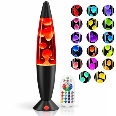 Produktbild von Lava Lampe LED, große Lavalampe 35,6 cm mit Fernbedienung, 17 Farben, 4 Lichtmodi, RGBW Farbwechsel, Timer, Dekolampe für Wohnzimmer & Schlafzimmer