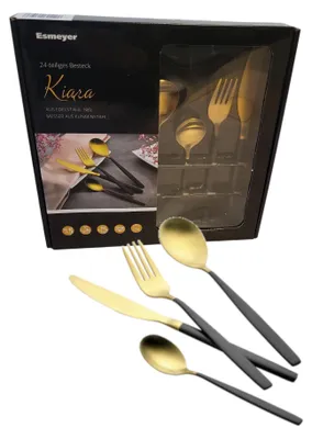 Produktbild von Esmeyer Besteck Set Kiara Edelstahl 24 tlg. Schwarz Gold 6 Personen