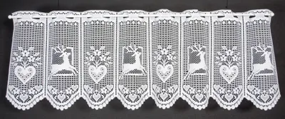 Produktbild von Gardinen Kranzusch Scheibengardine Hirsch und Herz 30x225 cm H/B weiß Bistrogardine Vorhang Küche 1er Pack