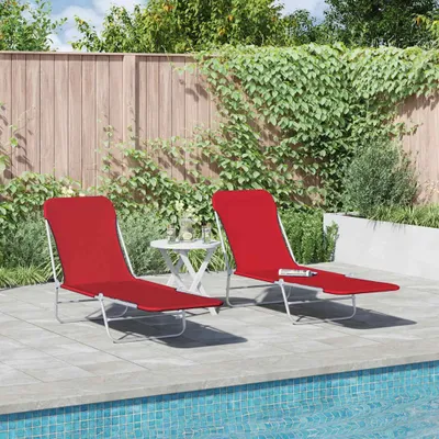 Produktbild von vidaXL Sonnenliegen Klappbar 2 Stk. Rot